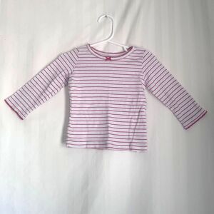 Carter's Toddler Girls Long Sleeve Red White Striped Jersey Tee Shirt 18M